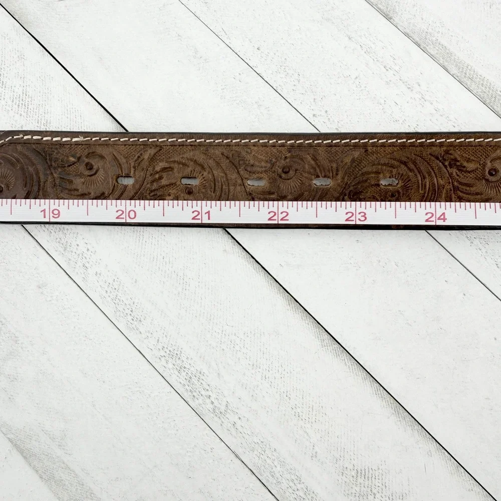 3D Belt Company Kids Size 22 Western Leather Belt Brown Cross Conchos Studs
